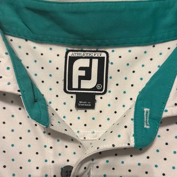 FootJoy White Polo Shirt with Dot Pattern - Picture 2 of 3